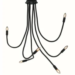 Lampes Vintages & Rétros-Luminaires Lutec Plafonnier Lutec LOVER Noir, 6 lumières