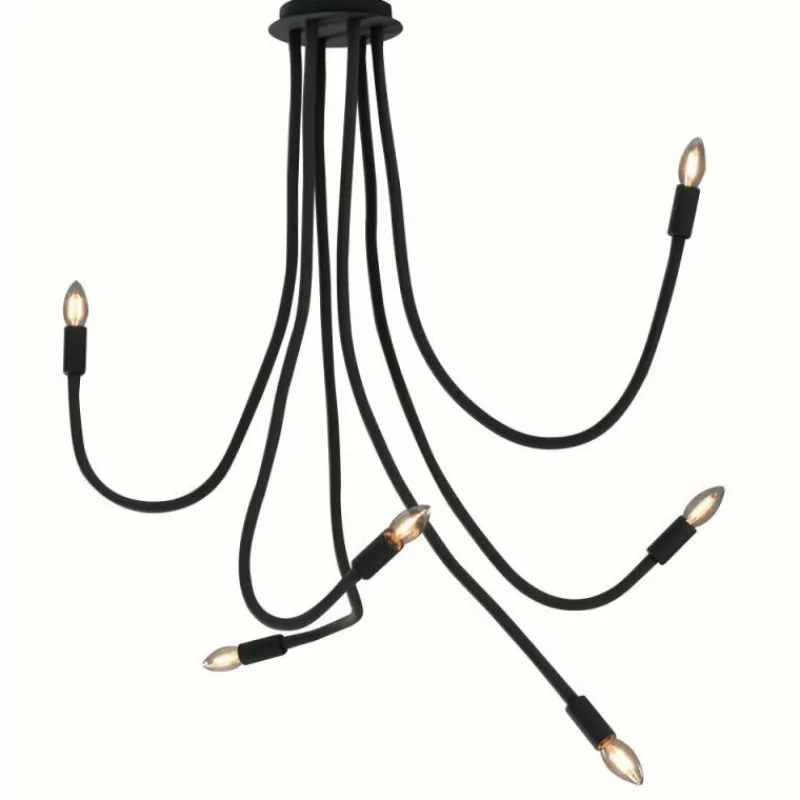Lampes Vintages & Rétros-Luminaires Lutec Plafonnier Lutec LOVER Noir, 6 lumières