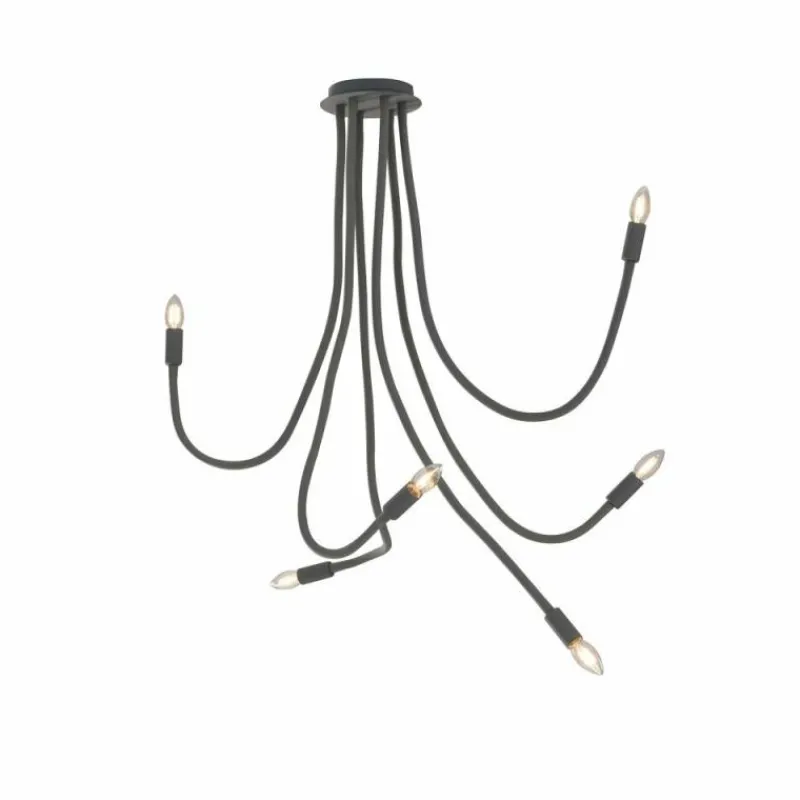 Lampes Vintages & Rétros-Luminaires Lutec Plafonnier Lutec LOVER Noir, 6 lumières