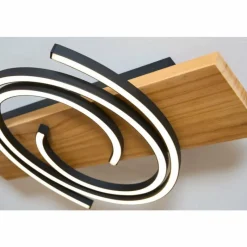 Lampes En Bois-Luminaires Lutec Plafonnier Lutec Rifia LED Écru, Noir, 1 lumière