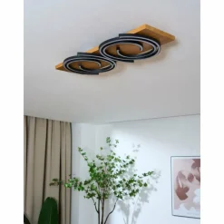 Lampes En Bois-Luminaires Lutec Plafonnier Lutec Rifia LED Écru, Noir, 2 lumières