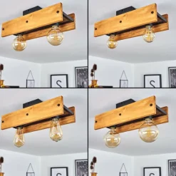 Style Boho-Chic-hofstein Plafonnier Maahui Écru, Noir, 2 lumières