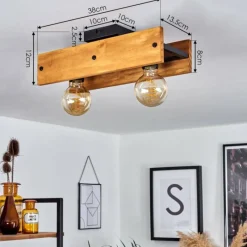 Style Boho-Chic-hofstein Plafonnier Maahui Écru, Noir, 2 lumières