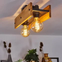 Style Boho-Chic-hofstein Plafonnier Maahui Écru, Noir, 2 lumières