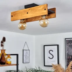 Style Boho-Chic-hofstein Plafonnier Maahui Écru, Noir, 2 lumières