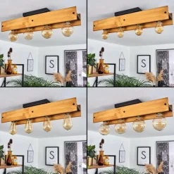 Style Boho-Chic-hofstein Plafonnier Maahui Écru, Noir, 4 lumières