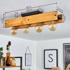 Style Boho-Chic-hofstein Plafonnier Maahui Écru, Noir, 4 lumières