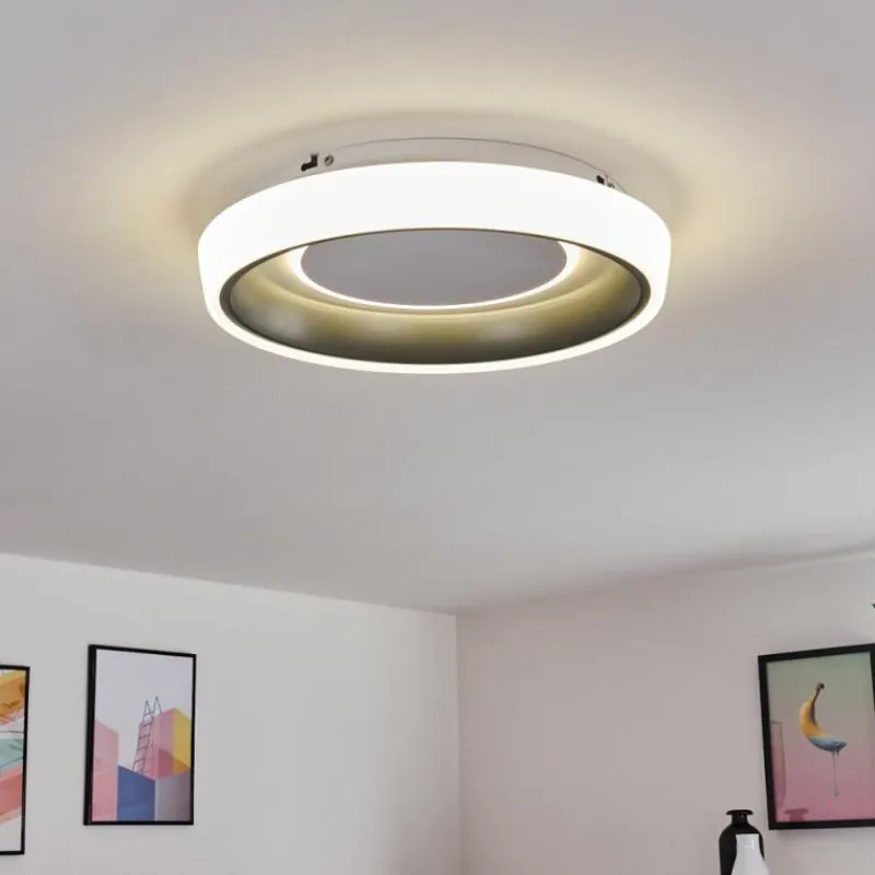 hofstein Plafonnier Mackay LED Anthracite, Blanc, 1 lumière
