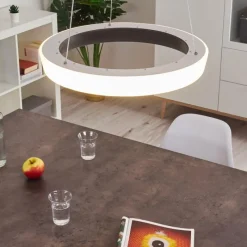 hofstein Plafonnier Mackay LED Anthracite, Blanc, 1 lumière, Télécommandes