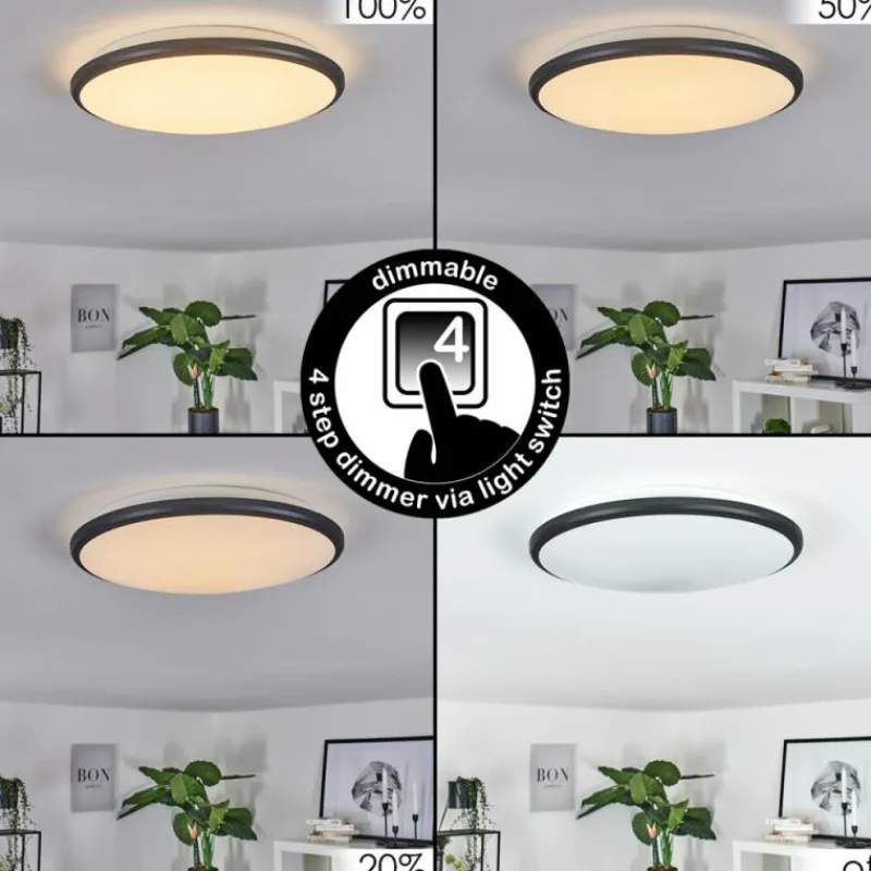 hofstein Plafonnier Magdala LED Noir, Blanc, 1 lumière