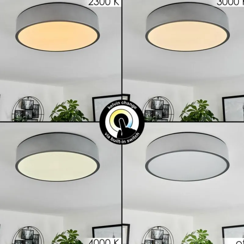 hofstein Plafonnier Maho LED Aluminium, 1 lumière* Éclairage Led