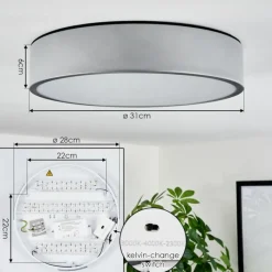 hofstein Plafonnier Maho LED Aluminium, 1 lumière* Éclairage Led