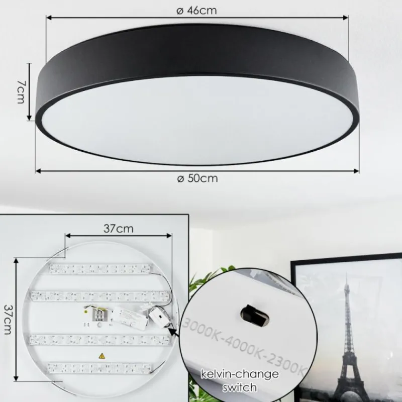 hofstein Plafonnier Maho LED Noir, 1 lumière* Éclairage Led