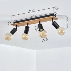 Lampes Vintages & Rétros-hofstein Plafonnier Maidford Bois foncé, Noir, 4 lumières