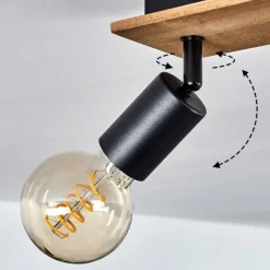 Lampes Vintages & Rétros-hofstein Plafonnier Maidford Bois foncé, Noir, 4 lumières