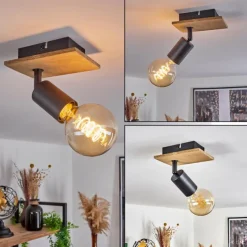 Lampes Vintages & Rétros-hofstein Plafonnier Maidford Écru, Noir, 1 lumière