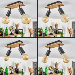 Lampes Vintages & Rétros-hofstein Plafonnier Maidford Écru, Noir, 2 lumières