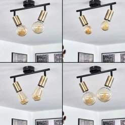 hofstein Plafonnier Maidford Laiton, Noir, 2 lumières