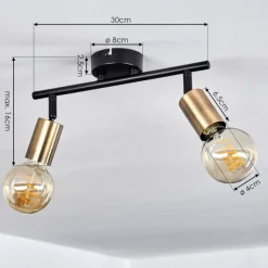 hofstein Plafonnier Maidford Laiton, Noir, 2 lumières