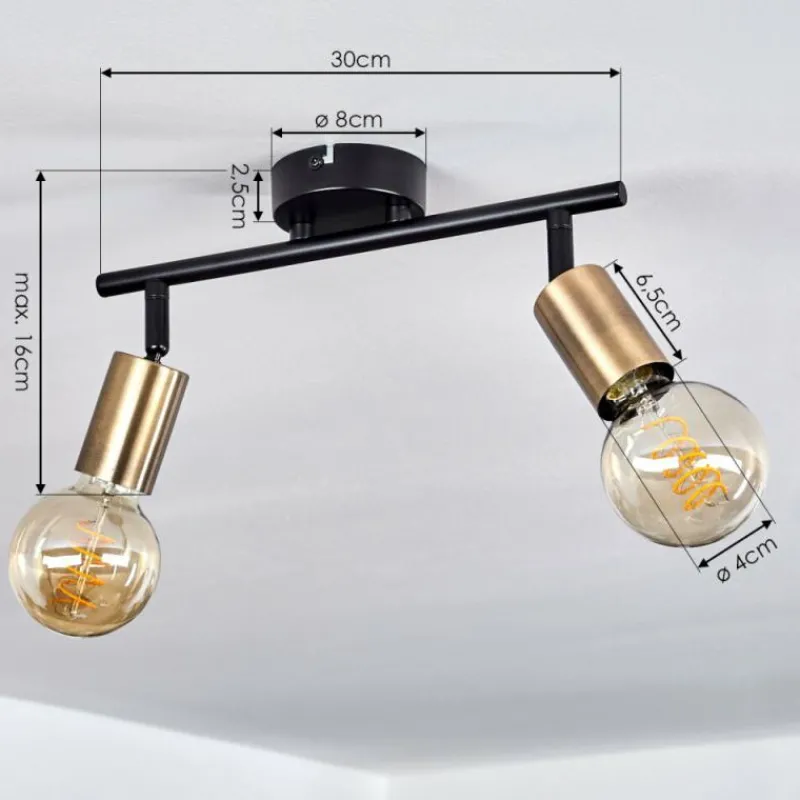 hofstein Plafonnier Maidford Laiton, Noir, 2 lumières