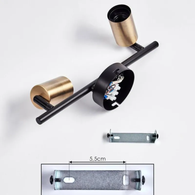 hofstein Plafonnier Maidford Laiton, Noir, 2 lumières