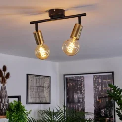 hofstein Plafonnier Maidford Laiton, Noir, 2 lumières