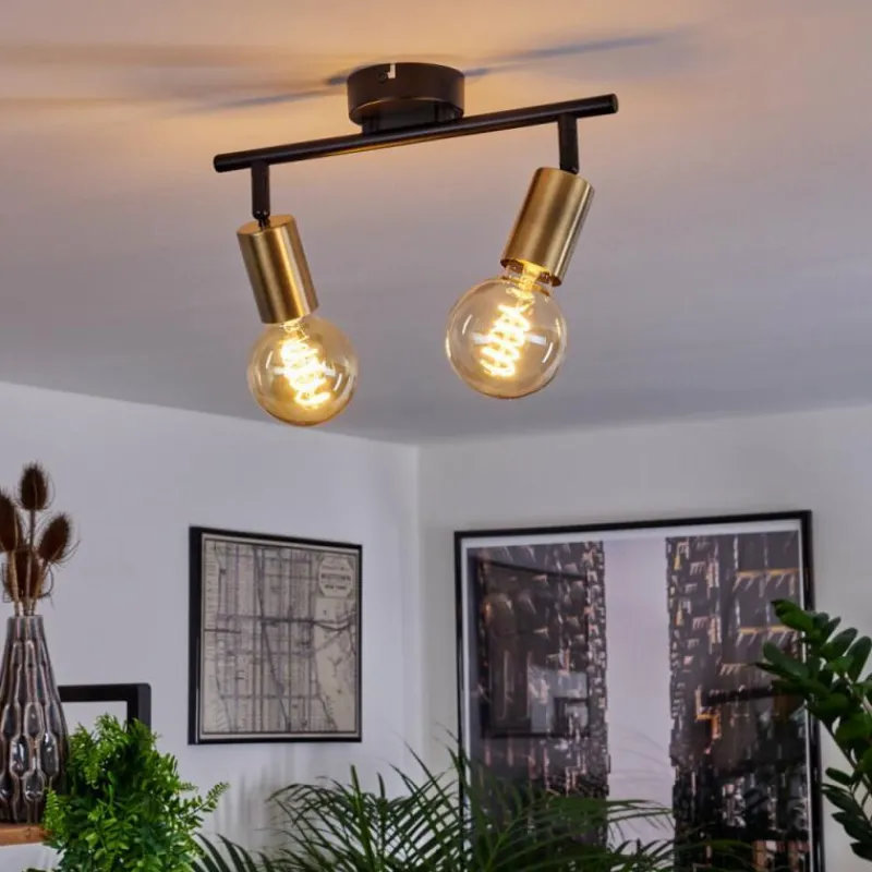 hofstein Plafonnier Maidford Laiton, Noir, 2 lumières