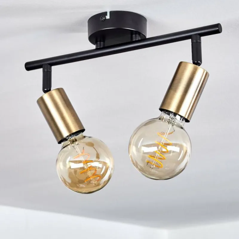 hofstein Plafonnier Maidford Laiton, Noir, 2 lumières