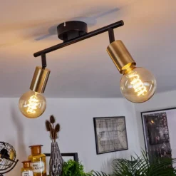 hofstein Plafonnier Maidford Laiton, Noir, 2 lumières