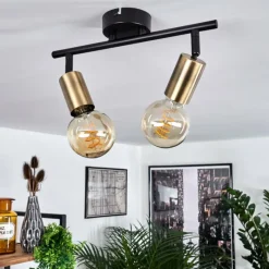 hofstein Plafonnier Maidford Laiton, Noir, 2 lumières