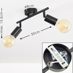 Lampes Vintages & Rétros-hofstein Plafonnier Maidford Noir, 2 lumières