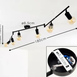 Lampes Vintages & Rétros-hofstein Plafonnier Maidford Noir, 6 lumières