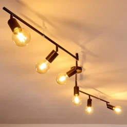 Lampes Vintages & Rétros-hofstein Plafonnier Maidford Noir, 6 lumières