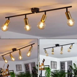 hofstein Plafonnier Maidfordo Laiton, Noir, 4 lumières