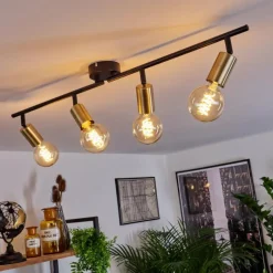 hofstein Plafonnier Maidfordo Laiton, Noir, 4 lumières