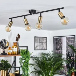 hofstein Plafonnier Maidfordo Laiton, Noir, 4 lumières