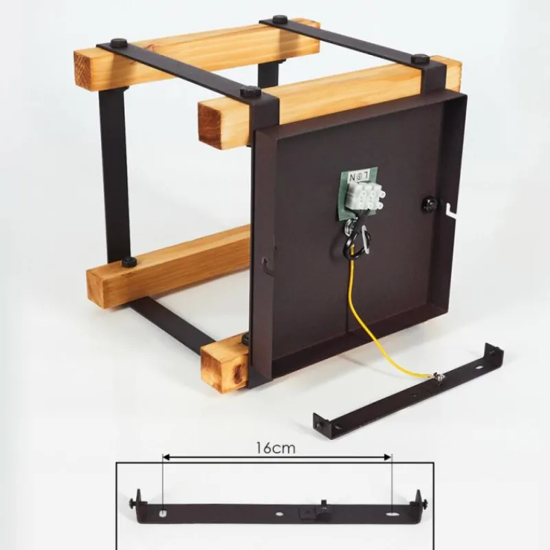 Lampes Industrielles-hofstein Plafonnier Maladera Bois clair, Rouille, Noir, 1 lumière
