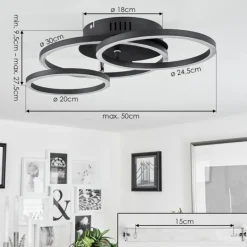 hofstein Plafonnier Malanie LED Noir, 1 lumière