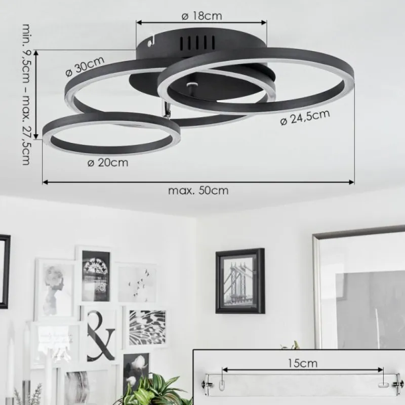 hofstein Plafonnier Malanie LED Noir, 1 lumière