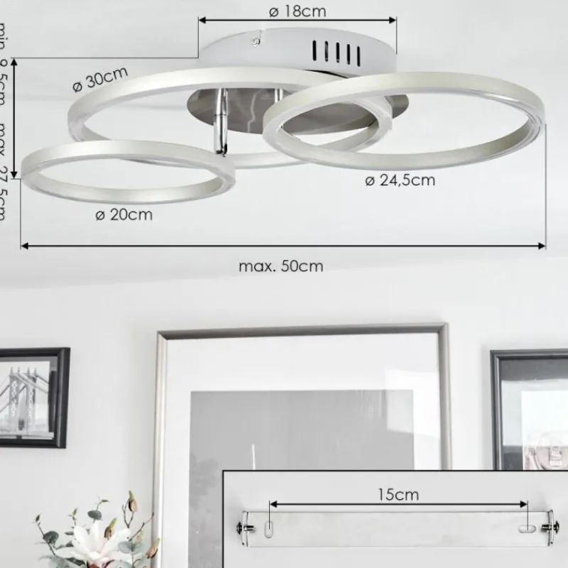 hofstein Plafonnier Malanje LED Nickel mat, 3 lumières