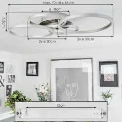 Luminaires Globo Lighting Plafonnier Malanje LED Nickel mat, 4 lumières* Éclairage Led