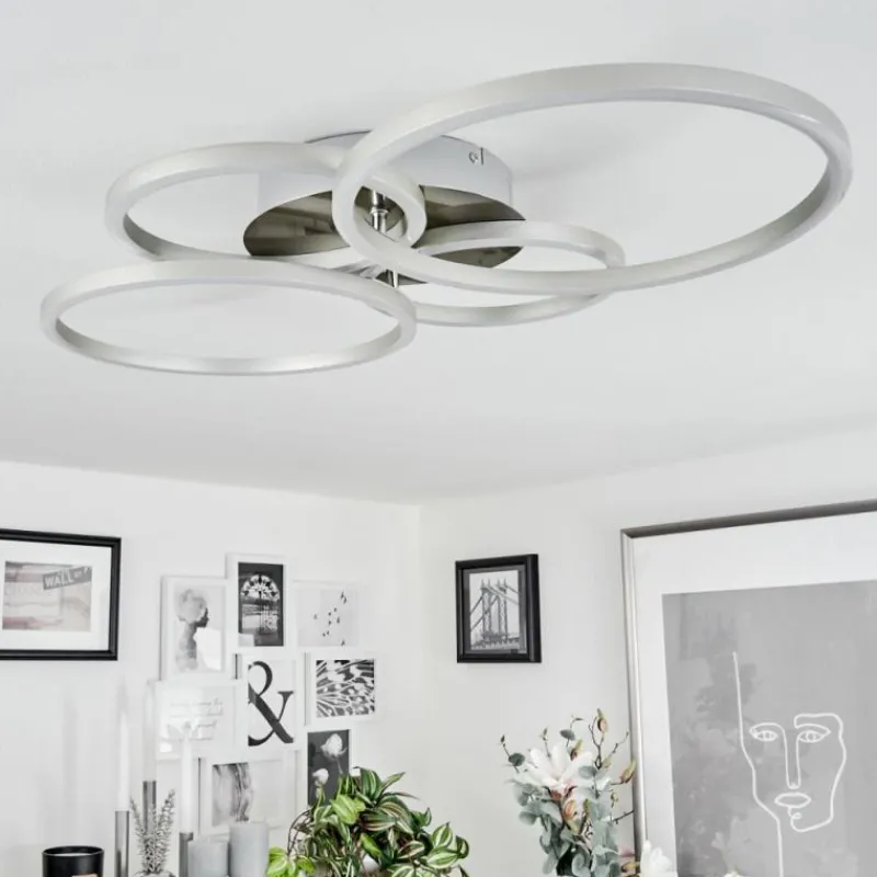 Luminaires Globo Lighting Plafonnier Malanje LED Nickel mat, 4 lumières* Éclairage Led