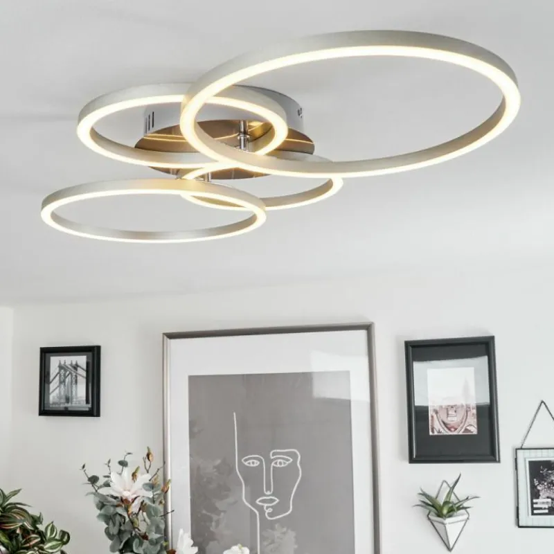 Luminaires Globo Lighting Plafonnier Malanje LED Nickel mat, 4 lumières* Éclairage Led