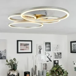 Luminaires Globo Lighting Plafonnier Malanje LED Nickel mat, 4 lumières* Éclairage Led