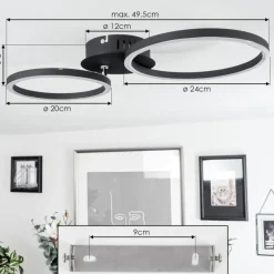 hofstein Plafonnier Malanje LED Noir, 2 lumières