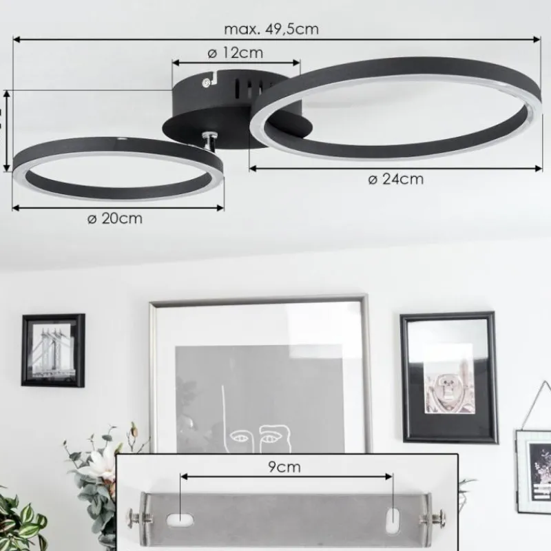 hofstein Plafonnier Malanje LED Noir, 2 lumières