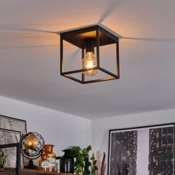 Lampes Industrielles-hofstein Plafonnier Malao Noir, 1 lumière