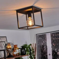 Lampes Industrielles-hofstein Plafonnier Malao Noir, 1 lumière