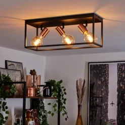 Lampes Dorées-hofstein Plafonnier Malao Or rose, Noir, 3 lumières