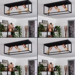 Lampes Dorées-hofstein Plafonnier Malao Or rose, Noir, 3 lumières